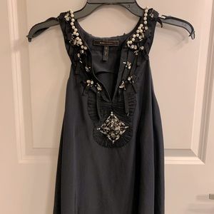 BCBG Black silk halter w/ pearl/jewel embellishments